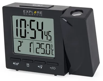 Image de Réveil projecteur - Horloge radiocommandée - Noir - Projection pivotante à 180°
