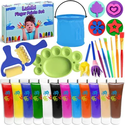 Imagen del producto de Pintura para dedos para niños, juego de 12 colores, no tóxica y lavable. Pinturas de acuarela para niños, un regalo divertido para niños y niñas. Ideal para usar desde temprana edad