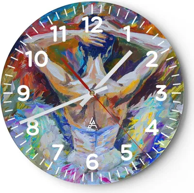 Produktbild von Wanduhr - Rund - Glasuhr - Balletttänzer tanzen - 40x40cm - Schleichendes Uhrwerk - Lautlos - zum Aufhängen bereit - Dekoration Modern - Wanddekoration aus Glas - C4AR40x40-3503