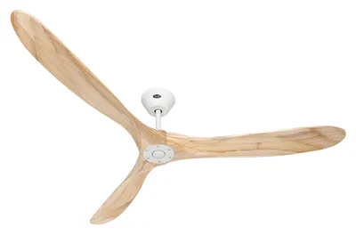 Obrázok produktu pre Energeticky úsporný stropný ventilátor s diaľkovým ovládaním Eco Genuino matná biela / prírodné drevo 180 cm