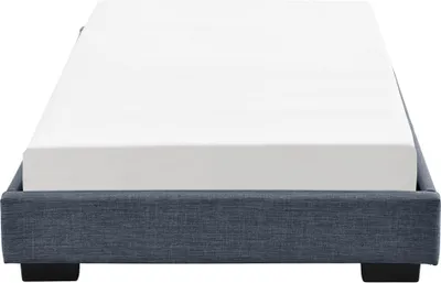 Produktbild von Polsterbett aus Leinen Bettgestell mit Lattenrost 90x200 cm Bett inkl. Lattenrahmen Einzelbett Jugendbett Dunkelgrau Corium