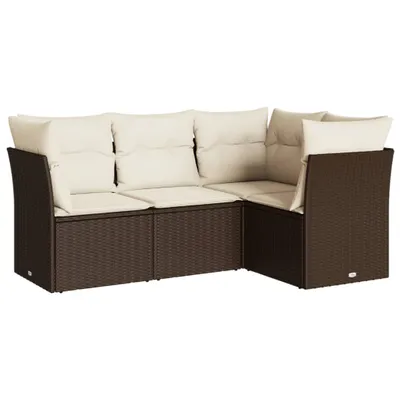 Produktbild von vidaXL 4-tlg. Garten-Sofagarnitur mit Kissen Braun Poly Rattan