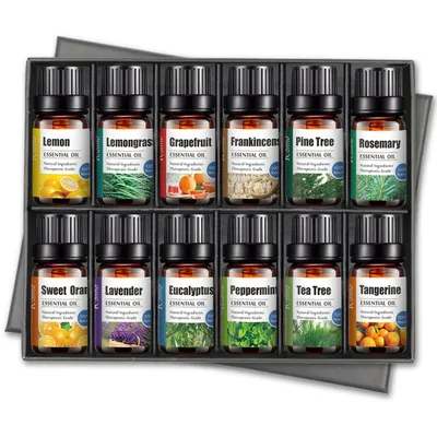 Image de Huile parfumée Huile aromatique Huile d'ambiance Huile de massage Huile essentielle 100% naturelle Set cadeau, parfum:4-er SET