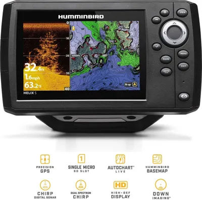 Obrázek produktu pro Humminbird Helix 5 Chirp GPS DI G3 Down Imaging GPS mapový plotr sonar – kompletní s převodníkem