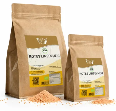 Image de Tasty Pott, farine de lentilles rouges- sachet de 1 kg - lot de 3