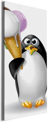 Produktbild von Wallario Premium Leinwandbild Süßer Eis Pinguin in Größe 50 x 125 cm
