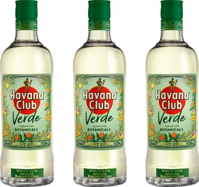 Produktbild von Havana Club Verde Rum 3er Set, Weißer Rum mit Botanicals, Alkohol, 35 %, 3x700 ml