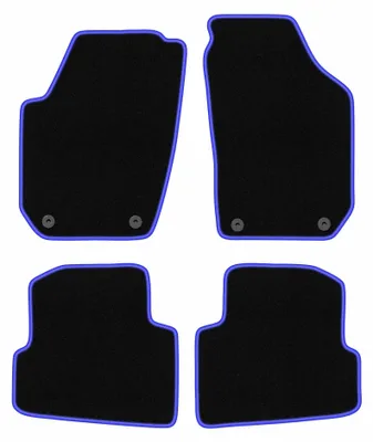 Obrázek produktu pro Velurové autokoberce pro: Skoda Fabia II 2007-2014 (hatchback/kombi) – sada 4 ks, černo-modré, na míru – Wielganizator CARLUX – verze W0466