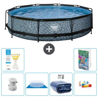 Image de Sortie de piscine "Rund" - Design "Steinoptik" - 360 x 76 cm - 5 pièces - Modèle S220