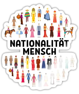 Produktbild von Spreadshirt Nationalität Mensch Statement Menschenrechte Sticker Aufkleber, 10 x 10 cm, Weiß glänzend