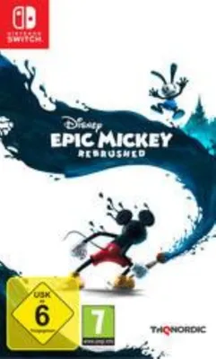 The cover art for the Nintendo Switch game Disney Epic Mickey: Rebrushed, featuring Mickey Mouse and Oswald the Lucky Rabbit.