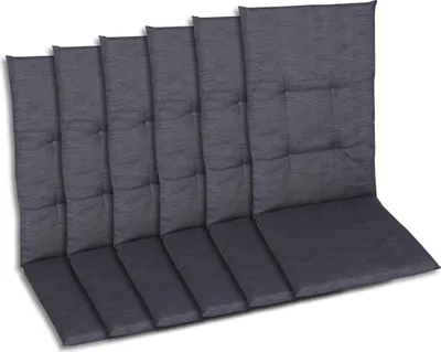 Produktbild von GO-DE Textil, Sesselauflage Hochlehner, 6er-Set, Farbe: grau, Maße ca.: 118 cm x 48 cm x 5 cm