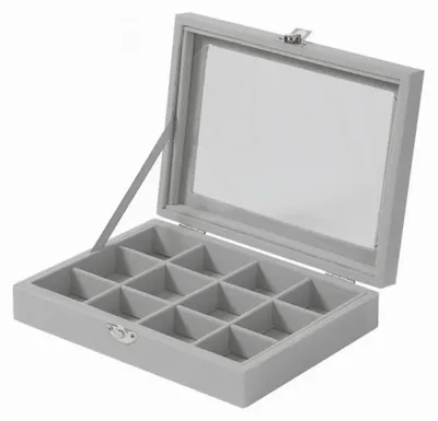 Obrázek produktu pro Herzberg HG-05309: Elegantní šperkovnice se skleněným víkem a 12 přihrádkami