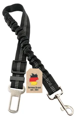 Image de Intirilife Ceinture de sécurité pour chiens en NOIR - Ceinture de voiture élastique pour toutes les races de chiens compatible avec toutes les voitures - Ceinture de sécurité réglable pour chiens lors des trajets en voiture