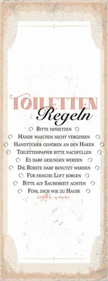 Produktbild von vianmo Holzschild 27x10 cm Toiletten Regeln bitte hinsetzen Warnschild Hinweisschild