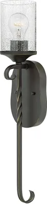 Produktbild von Wandleuchte Glas Metall E27 58,6 cm hoch Schwarz Antik Rustikal Wandlampe