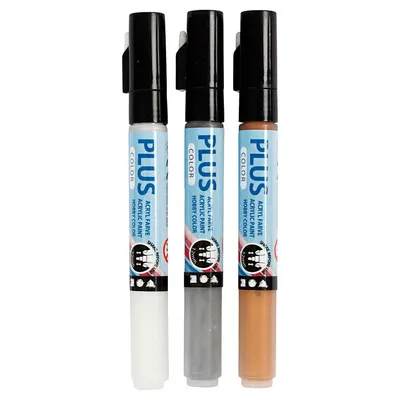 Produktbild von Creativ Company 39892, 3 Stück(e), Gold, Silber, Weiß, Rund, 1 mm, 2 mm, Tinte auf Wasserbasis