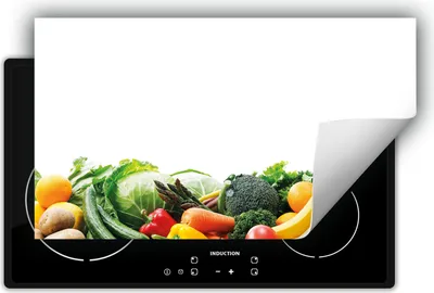 Produktbild von DarHaus Herdabdeckplatte 90x52 cm Anti Rutsch Matte Aufrollbar, weiß - Gemüse