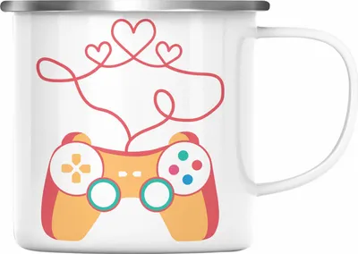Produktbild von Trendation - Gamer Geschenk Valentinstag Geschenkidee Emaille Tasse Freund Freundin Liebe Herz (Silber)