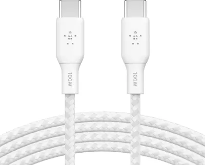 Obrázok produktu pre Belkin geflochtenes USB-C/USB-C Kabel 100W 3m weiß  CAB014bt3MWH