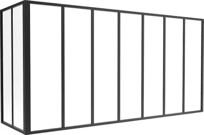 Produktbild von Eck-Innenfenster aus pulverbeschichtetem Aluminium Schwarz 210 x 60 x 105 cm (B x T x H) – BAYVIEW