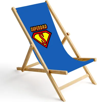 Produktbild von Holz Liegestuhl Klappbar Klappliegestuhl Sonnenliege Strandstuhl Wechselbezug Motiv Superdad [119]
