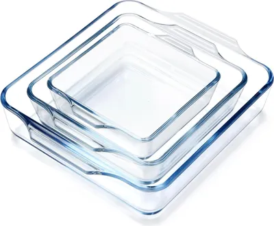 Productafbeelding van Famanu Glazen ovenschalen, set van 3 - Borosilicaatglas - 0,4 liter + 0,8 liter + 1,3 liter
