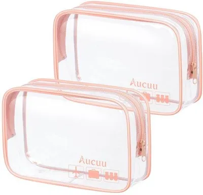 Produktbild von Transparante Reise-toilettasets, 2er Set, PVC-Wasserbeutel, TSA-e Kosmetik-Taschen, für Familien, Männer und Frauen
