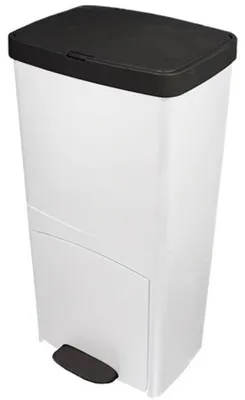 Image de Poubelle de Cuisine Tri Sélectif 70L, Double Compartiment Vertical, Blanc, PICEA, 39 x 29 x 76,5 cm