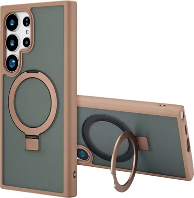 Image de Accezz Ring Stand Backcover avec MagSafe pour le Samsung Galaxy S24 Ultra - Marron