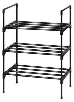 Image de Étagère à chaussures en métal, 3 niveaux, empilable, dimensions 43x25x65 cm, couleur noire