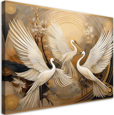 Produktbild von Leinwandbild Vögel Tiere Abstrakt 120x80 Feeby Beige bild für die wand bereit zum aufhängen