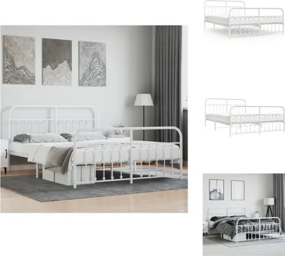 Produktbild von vidaXL Bettgestell mit Kopf- und Fußteil Metall Weiß 183x213 cm -  Betten & Bettgestelle