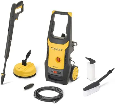 Produktbild von Myjka ciśnieniowa Stanley SXPW14PE 1400 W, 170 bar, przepływ wody 390 l/h, z wężem o długości 5 m, szczotką tarasową i pojemnikiem na detergent
