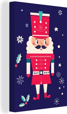 Produktbild von MuchoWow® - Leinwandbilder - Weihnachtsmann - Weihnachten - Stechpalme - Schnee, Wandbild, Wanddeko Bilder Wohnzimmer, 60x90 cm