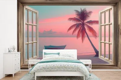 Produktbild von Fotobehang Strandpalmboom Tropisch Deko 600 x 400 cm