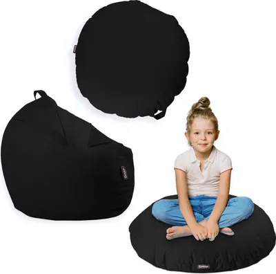 Produktbild von Sitzsack mit füllung 2 in 1 Sitzkissen Bean Bag Outdoor Indoor Wasserfest | Schwarz 100cm