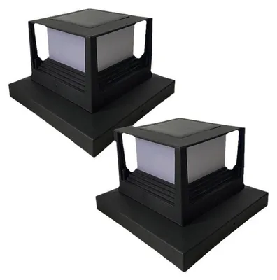 Produktbild von 2er Set Solar Pfostenleuchte – 600 mAh, 2 Lichtmodi (3000 K/6000 K) – IP65, Dämmerungssensor für Zaun, Terrasse & Wege – einfache Montage ohne Bohren