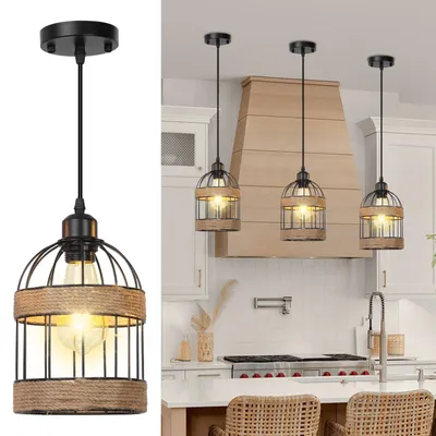 Produktbild von Pendelleuchte 1 Flammig Schwarz Metall Lampenschirm Hängelampe E27 Höhenverstellbar Hängeleuchte für Esszimmer, Küche, Bar