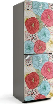 Obrázek produktu pro Květinový vzor v barvách - Samolepka na lednici - Dekorace na lednici - Samolepicí fólie na lednici - Dekorace do kuchyně - 60x180 cm