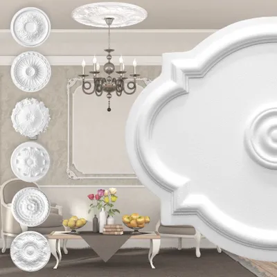 Produktbild von MARBET DESIGN Stuckrosette aus EPS Styropor - Deckenrosette weiß, Zierelement, Stuck (R-10, 515x420mm) Wanddekoration Schlafzimmer Lampe Rosette Oval