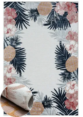 Obrázek produktu pro Venkovní koberec MY-RUG "Heather" 230X160 cm, bílý, s květinovým vzorem, letní, osvěžující ananasový design