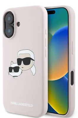 Image de Karl Lagerfeld Klhmp16Mskchpplp Iphone 16 Plus 6.7 Pink/Pink Hardcase Silicone Double Heads Print Magsafe