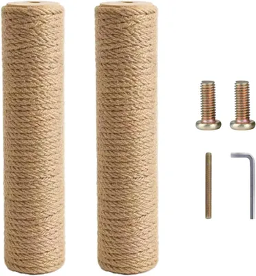 Productafbeelding van Krabpaal 2 stuks, vervangende stam 40 cm, 9 cm diameter, M8 schroefdraad, sisal touw voor katten