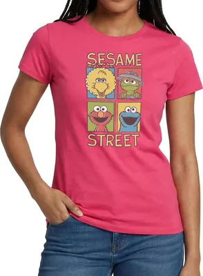 Produktbild von Spreadshirt Sesamstraße Bibo, Oscar, Elmo, Krümelmonster Frauen T-Shirt, XL, Azalea