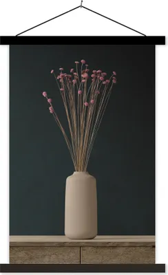 Produktbild von MuchoWow® Textilposter Vase - Stilleben - Blumen 120x180 cm mit schwarzem Rahmen - Fotos