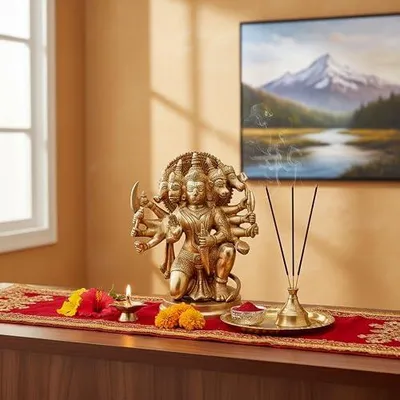 Messing Hanuman Statue Panchmukhi – 22,5 cm, 3,5 kg