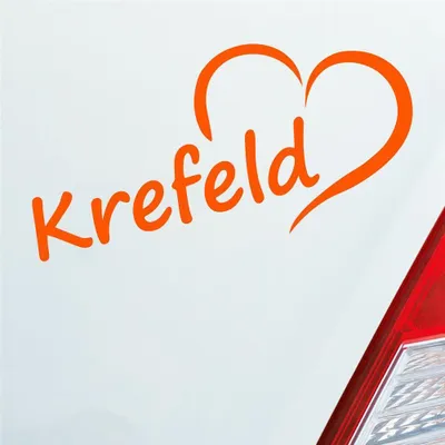 Produktbild von Auto Aufkleber Krefeld Herz Stadt City Liebe Love Heart 16,5x8 cm Orange Sticker Heckscheibenaufkleber