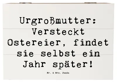 Produktbild von Mr. & Mrs. Panda Box Spruch Urgroßmutter Schätze 22 x 15 cm - Weiß - Geschenk, Schatzkiste, Aufbewahrungstruhe, Erinnerungen, Familienmitglieder, Lächeln, Vergesslichkeit