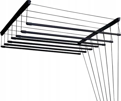 Zdjęcie produktu dla Suszarka Sufitowa Wisząca Czarna Na Pranie 7 Prętów 110 Cm Solidna Balkon